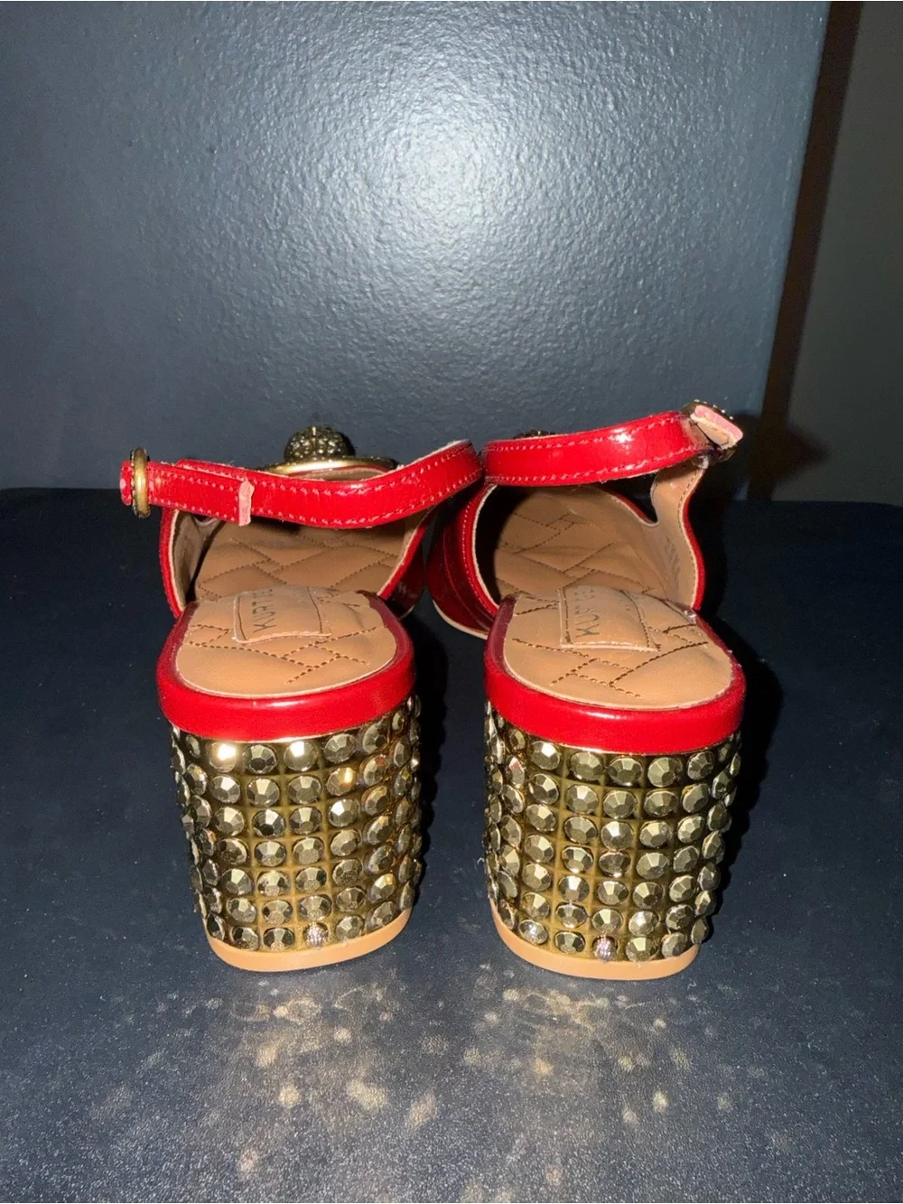 NWOT Kurt Geiger London Chelsea Block Slingback Heels Red Leather Eagle Size 8.5